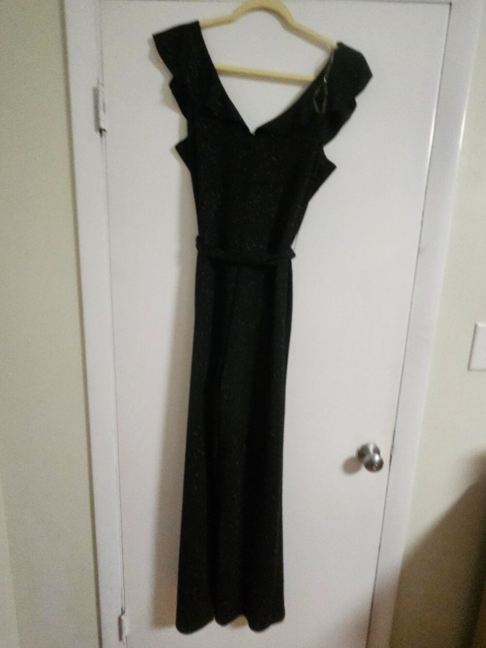 bebe size 10 black with silver sparkle jumpsuit...stunning !